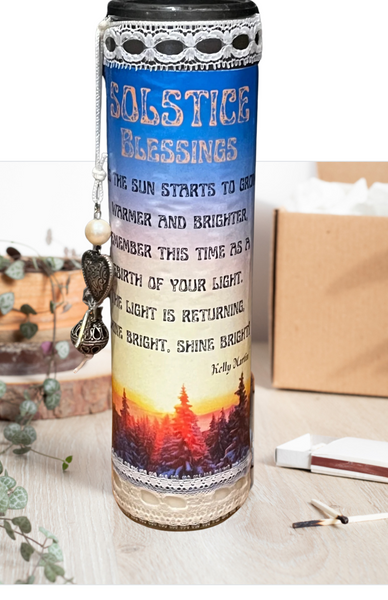 Winter Solstice Blessings Altar Candle