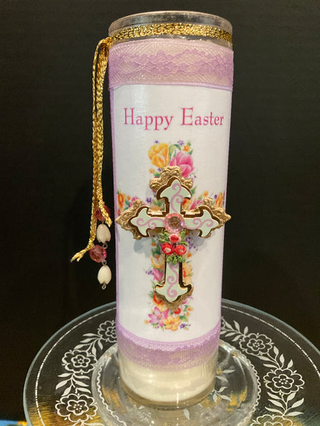 Easter Cross Prayer Altar Candle