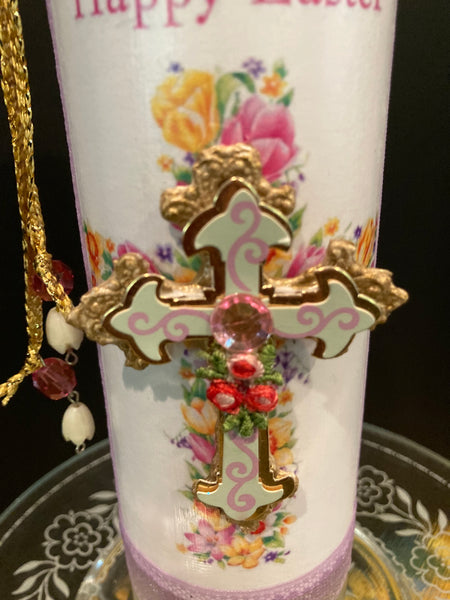 Easter Cross Prayer Altar Candle