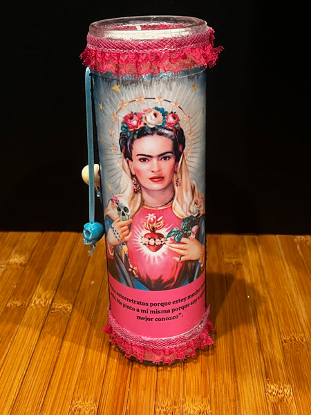 Frida Kahlo Altar Prayer Candle-Pink